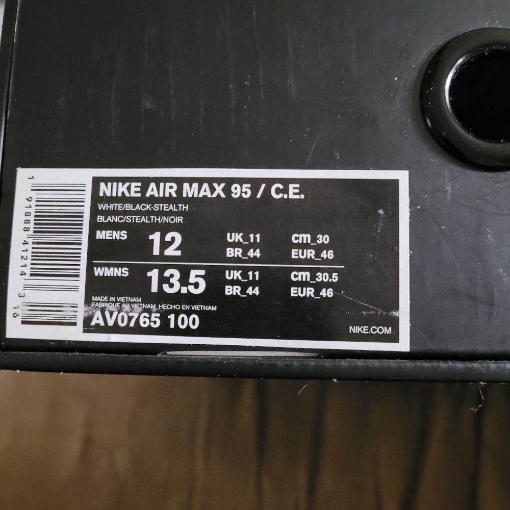 Nike Air Max 95/CE  Size 12 White/black